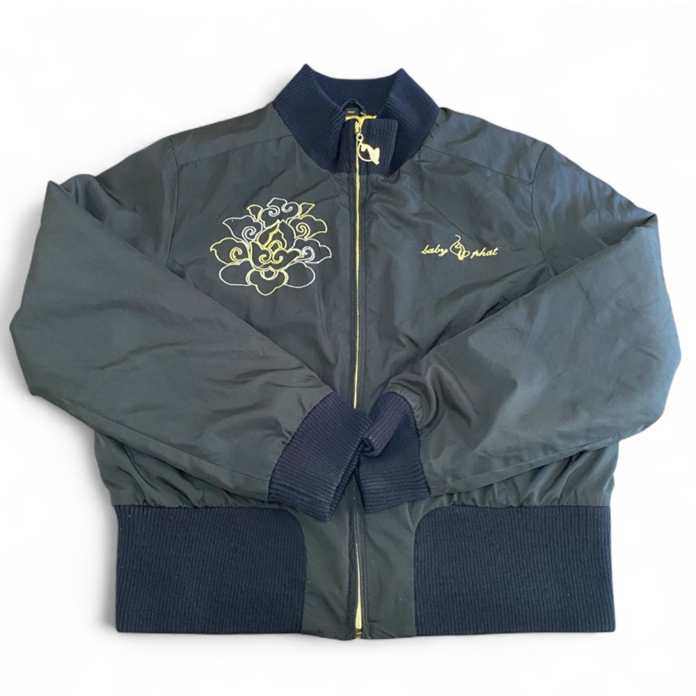 Baby Phat bomber Jacket 2XL Black Vintage Embroidered Streetwear Y2K